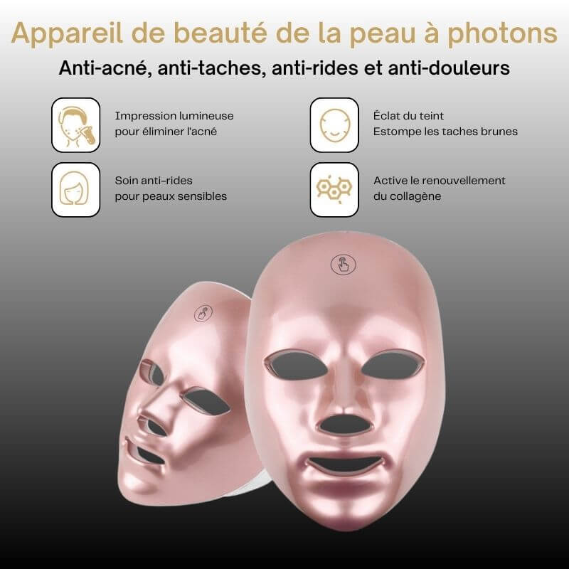Masque LED 7 couleurs – soin visage anti-taches & éclat