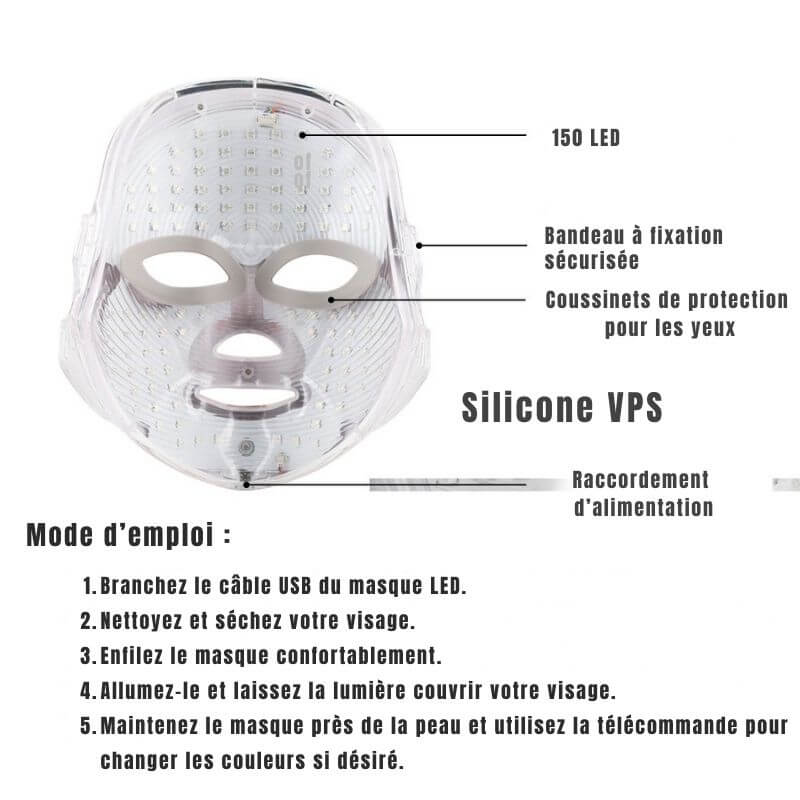 Masque LED 7 couleurs – soin visage anti-taches & éclat